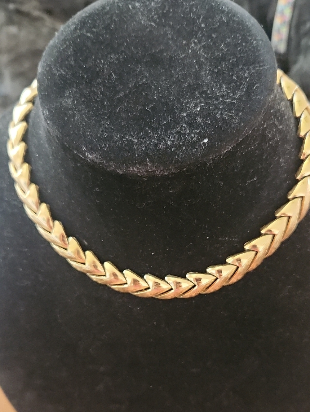 Vintage Monet Gold Tone Chevron Link Necklace